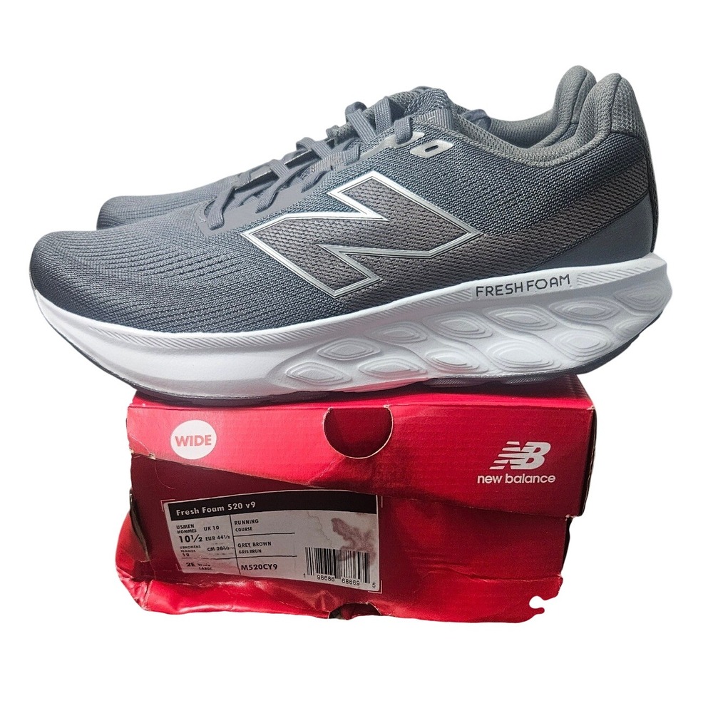 New Balance Fresh Foam 520 v9 Grey Brown Men 10.5 Wide 2E Running Shoes M520CY9